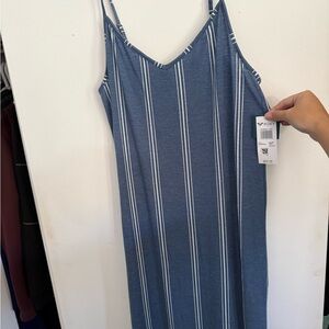 NWT Roxy Heathered Blue and White Striped Beach Aloha Dress